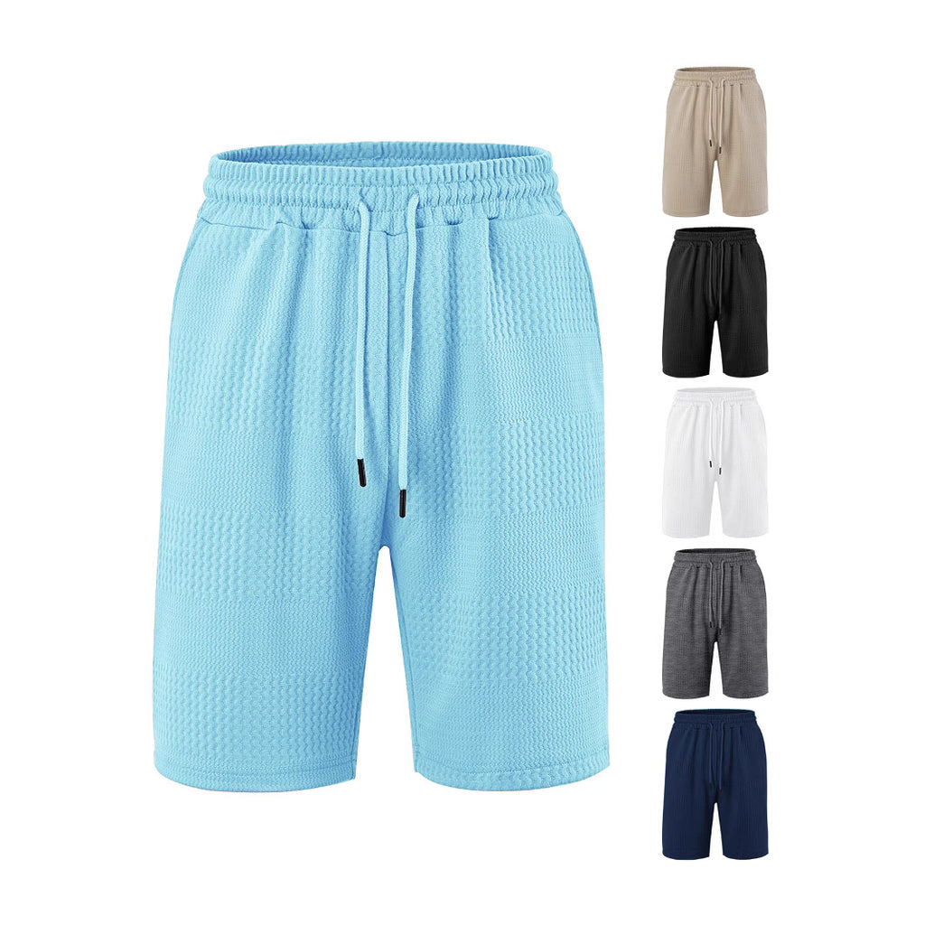 Loose Large Horizontal Stripe Jacquard Fabric Men's Casual Shorts
