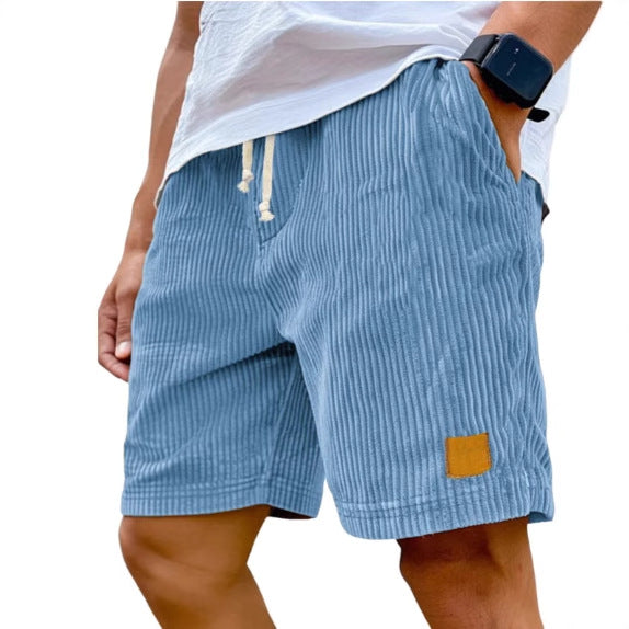 Vintage Embroidered Corduroy Fashion Lace-up Casual Shorts