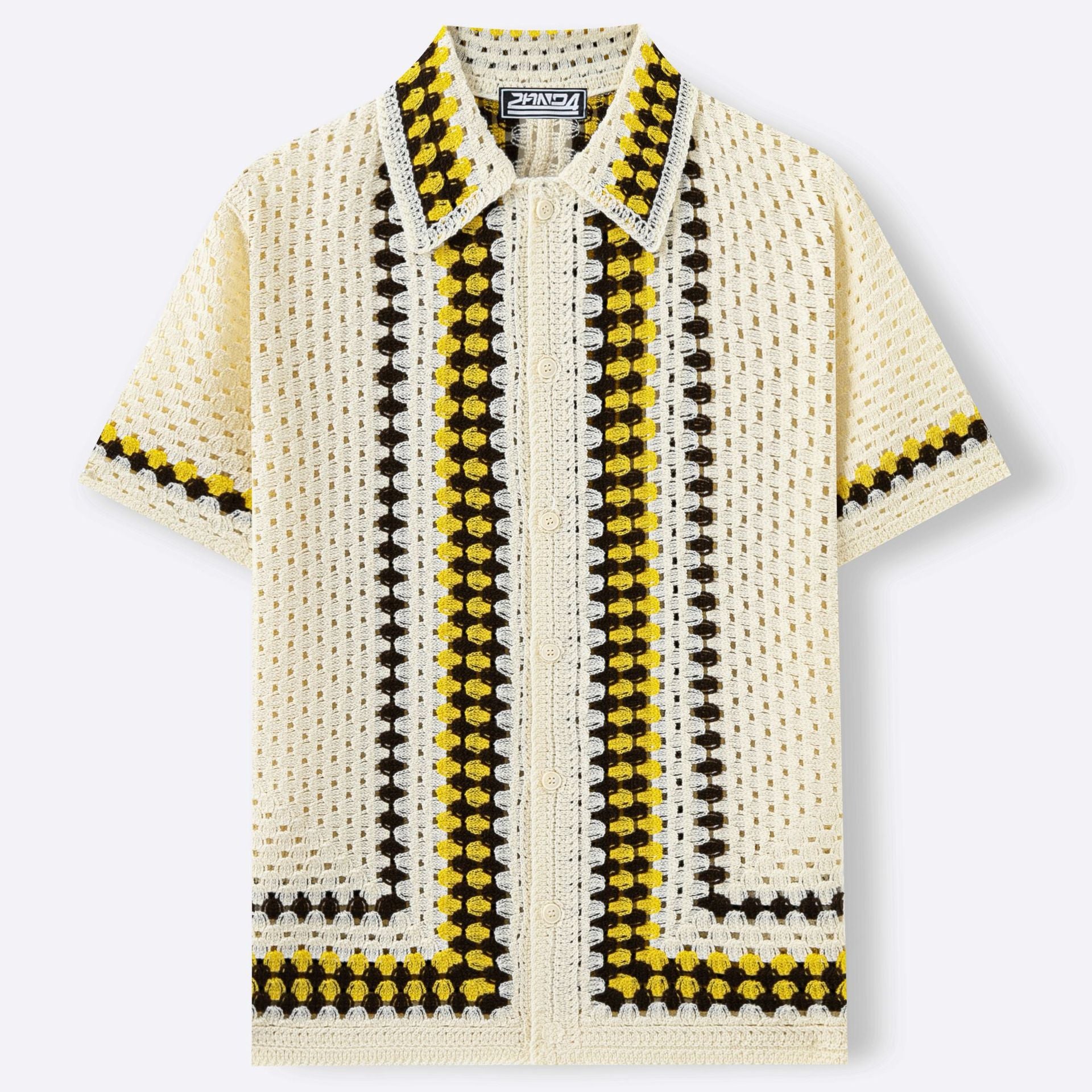 Mens Open-Back Hollow-Out Striped Knit Sweater