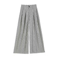 High-waisted Relaxed-fit Slim-fabric Casual Striped Straight-leg Pants