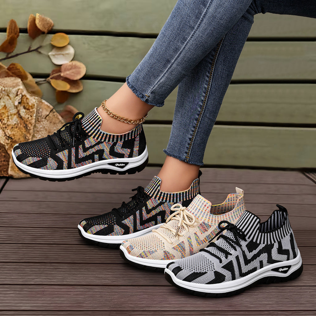 Breathable, Comfortable, Sporty, Color-block Casual Shoes