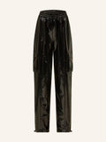 Mirror-finish Patent Leather Stretchy Loose Casual Leather Pants