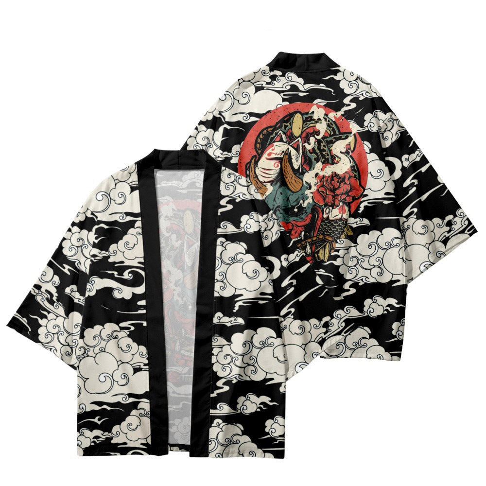Cloak Kimono And Daoist Robe Cardigan With Three Quarter Length Sleeves