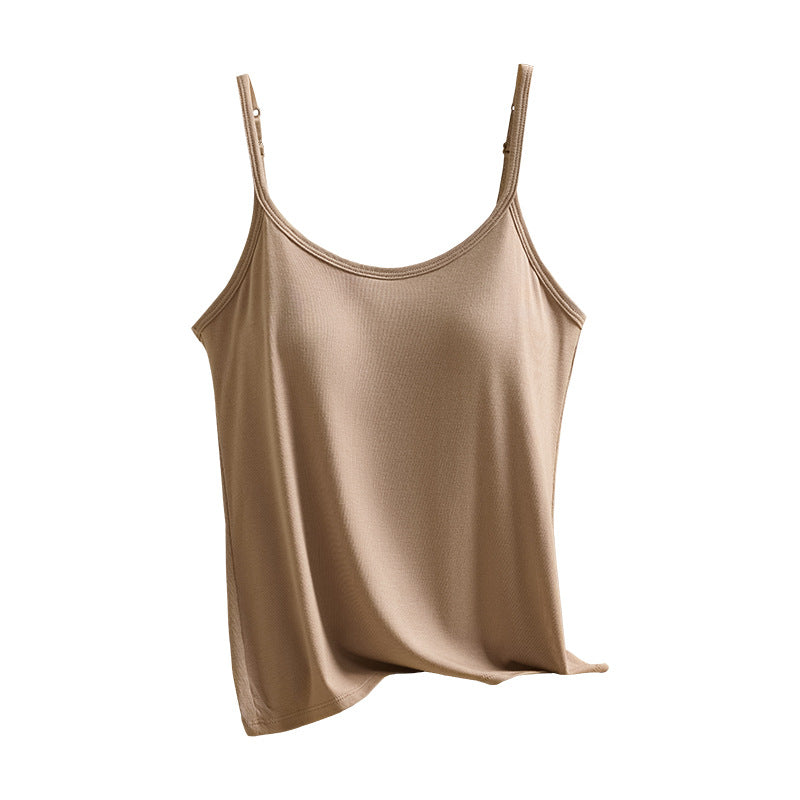 Adjustable Strappy Tank Top Womens One-Piece Base Layer With Padded Cups Beautiful Back Outerwear