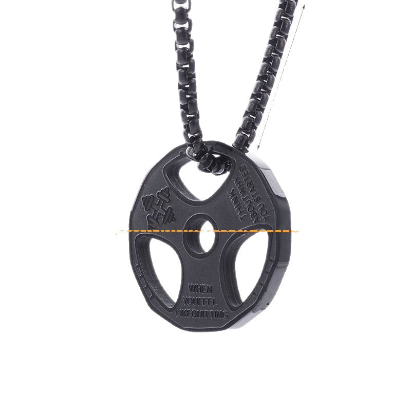 European And American-style Fitness Dumbbell Plate And Barbell Necklace For Men