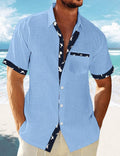 Summer Short-sleeve Shirt With A Coconut Tree Design