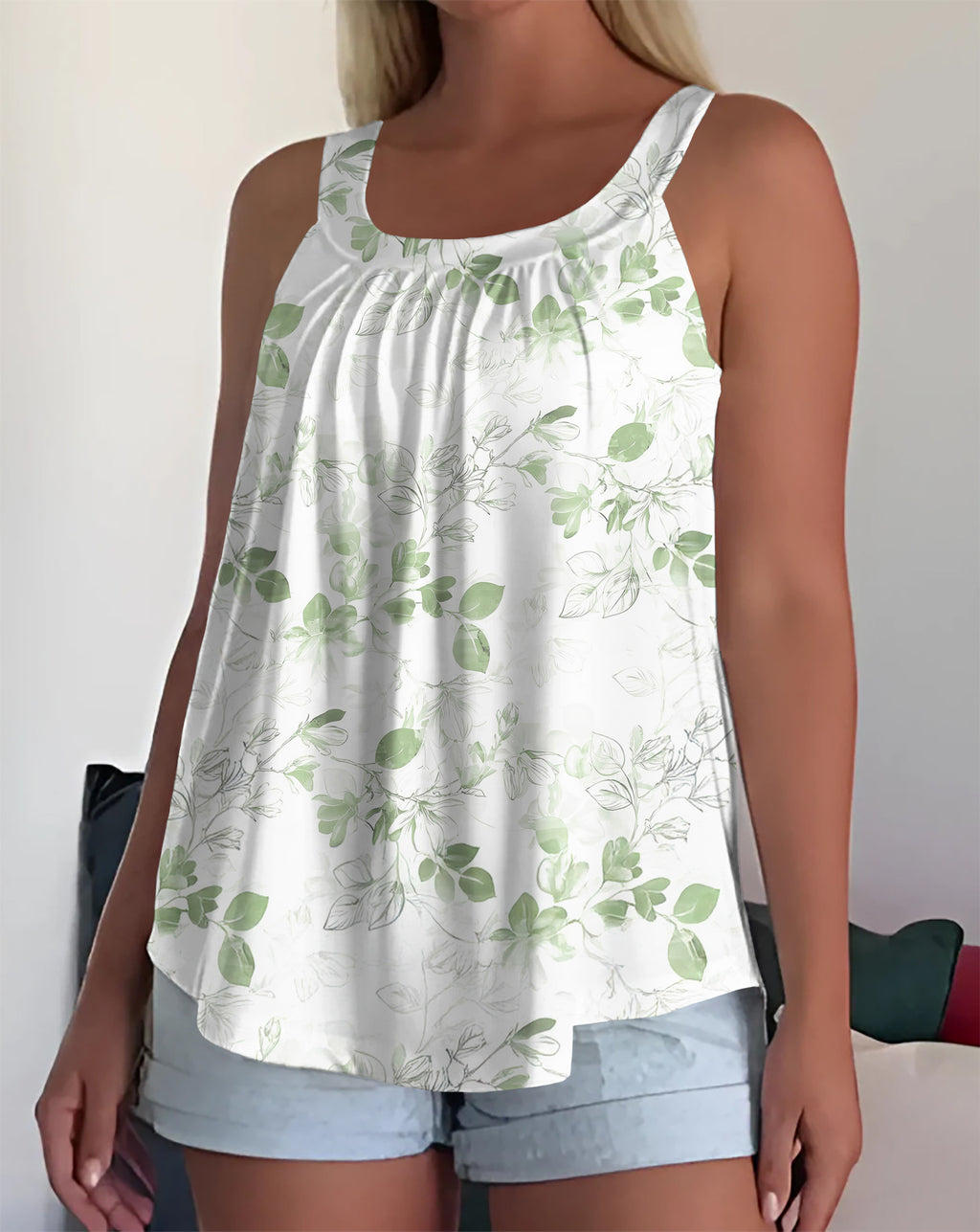 Womens Strappy Casual Sleeveless Tank Top With 3D Digital Graffiti Print