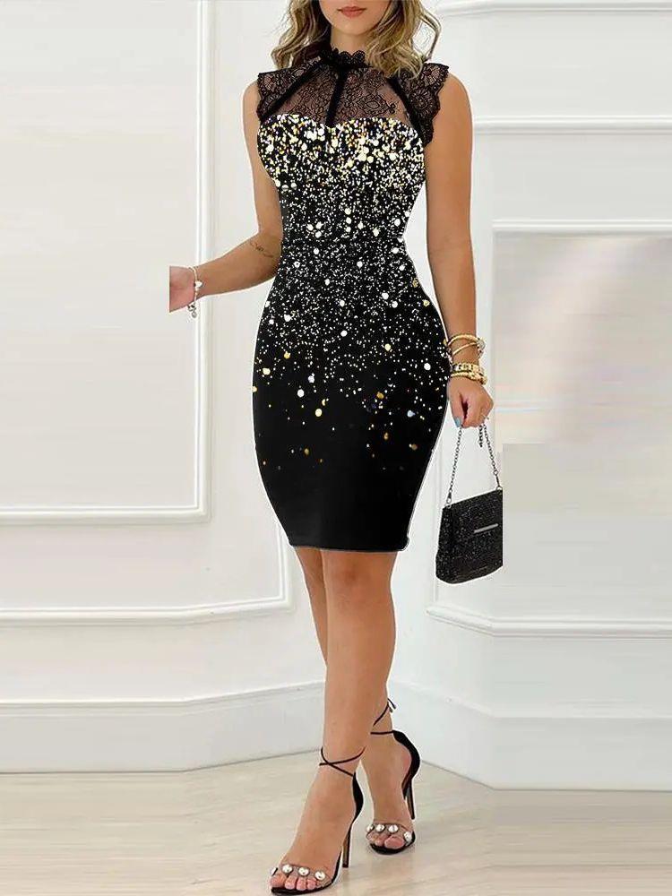 Sexy Lace And Diamond-encrusted Hip Dresses Waistless