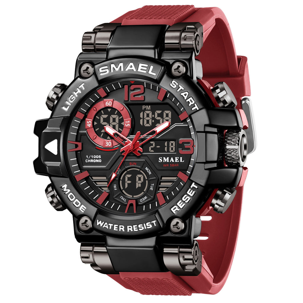 Mens Alloy Multicolor Multi-Function Dual-Display Sports Watch