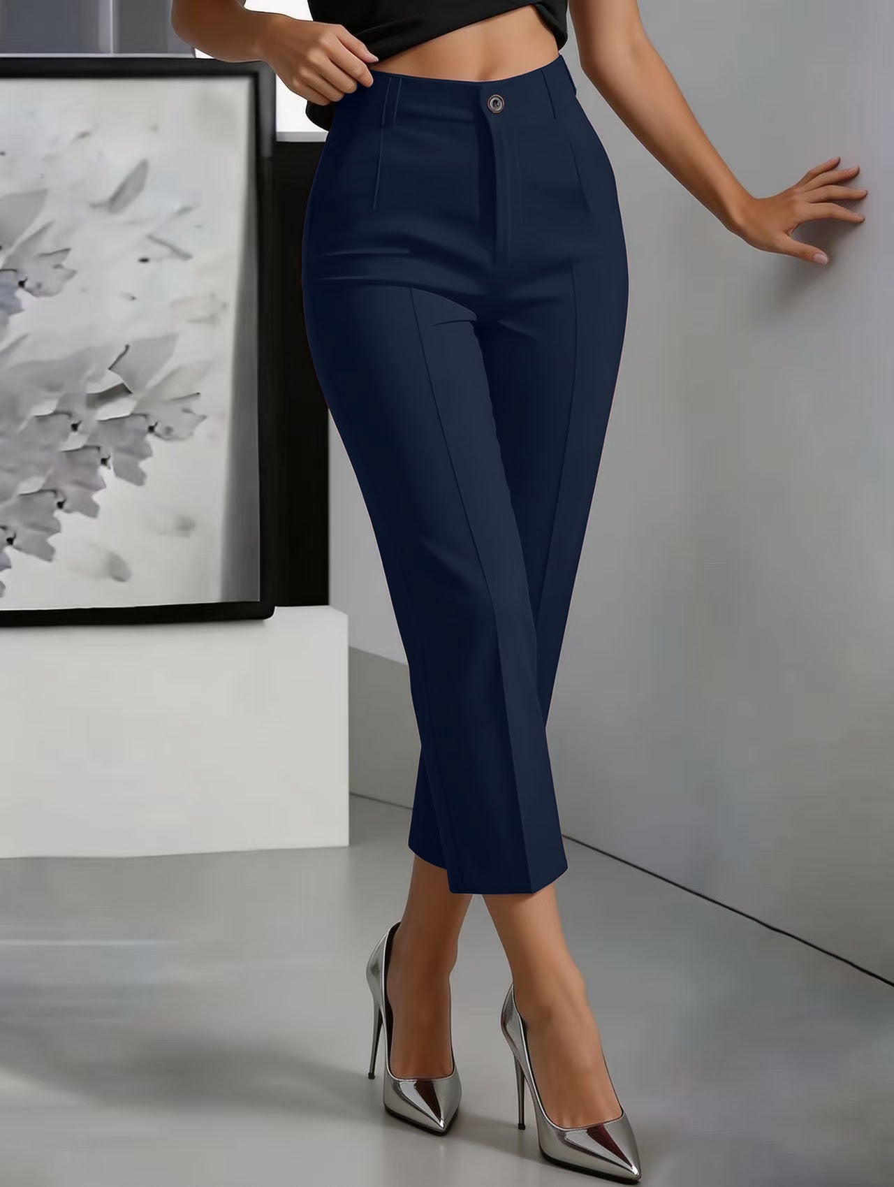Women's High-Waisted Drapey Straight-Leg Pants