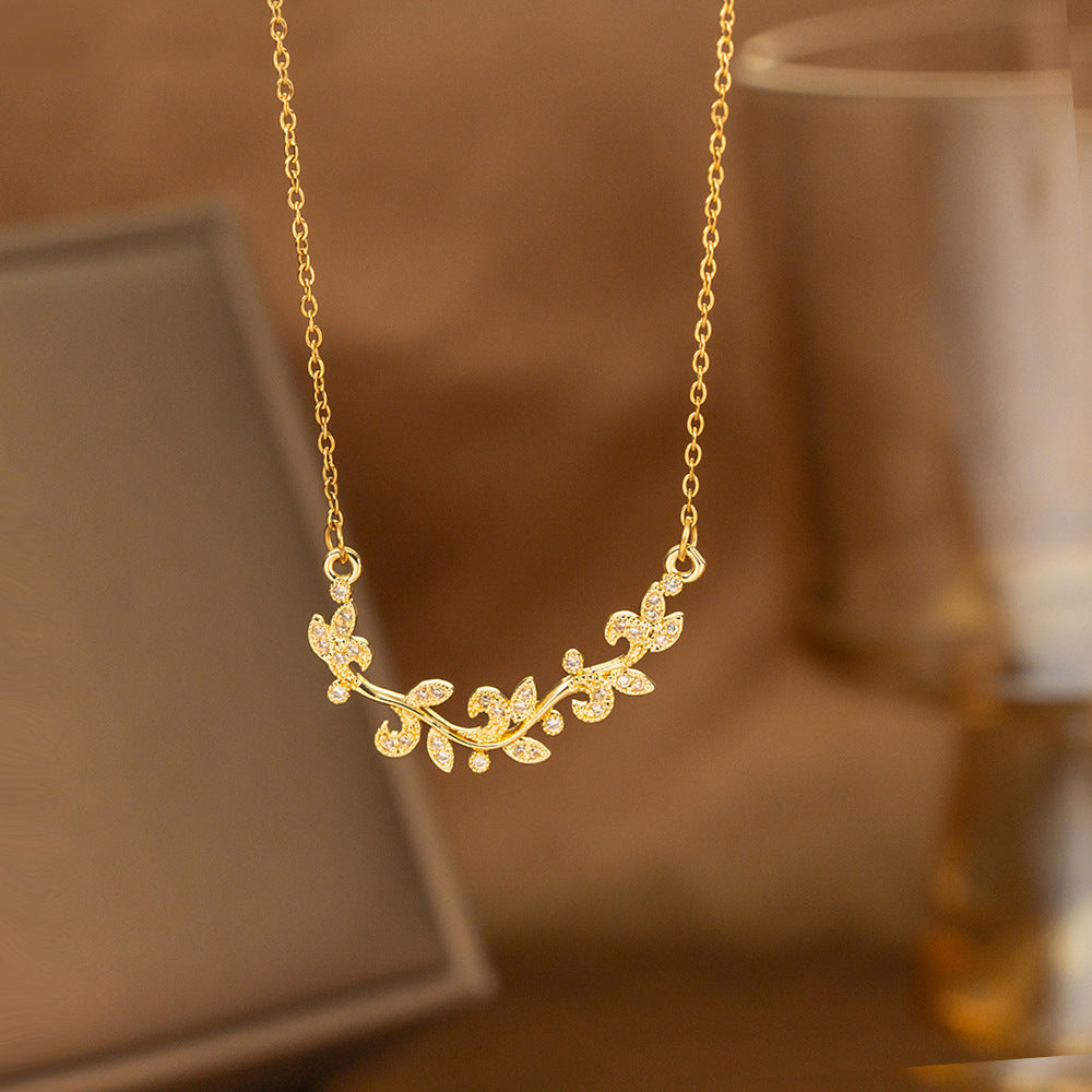 Fashionable Minimalist Internet-celebrity-style Versatile Single-diamond Pendant Necklace