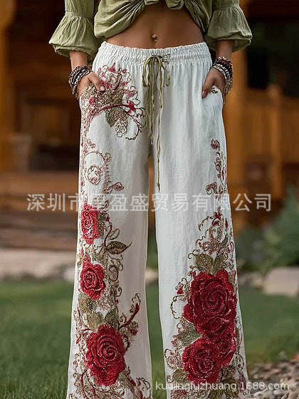 Women's Retro-print Women's Casual Pants