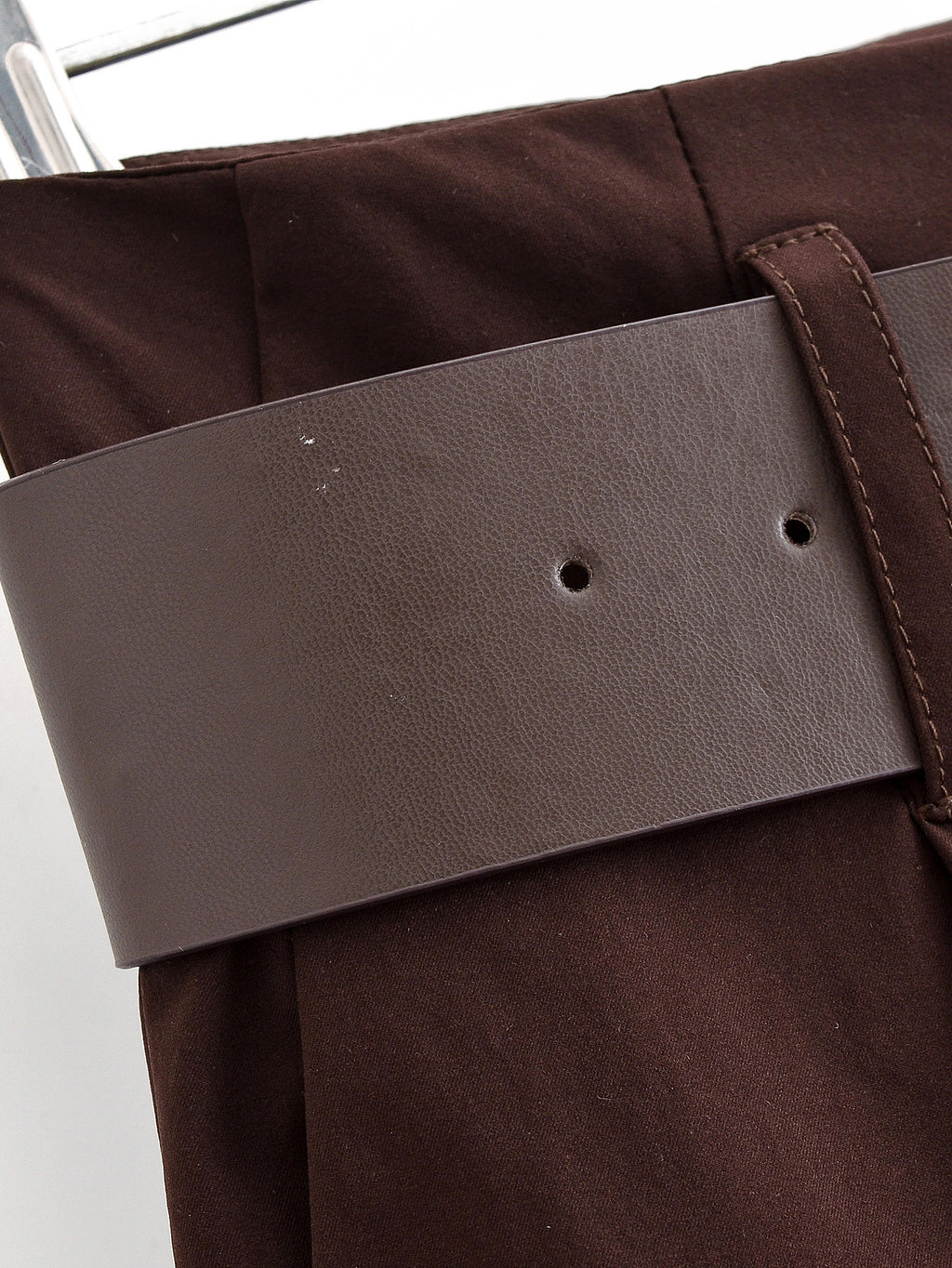 Chocolate Brown High-Waisted Wide-Leg Trousers With Belt