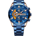 Six-hand Steel-band Round Quartz Watch A Stylish Timepiece