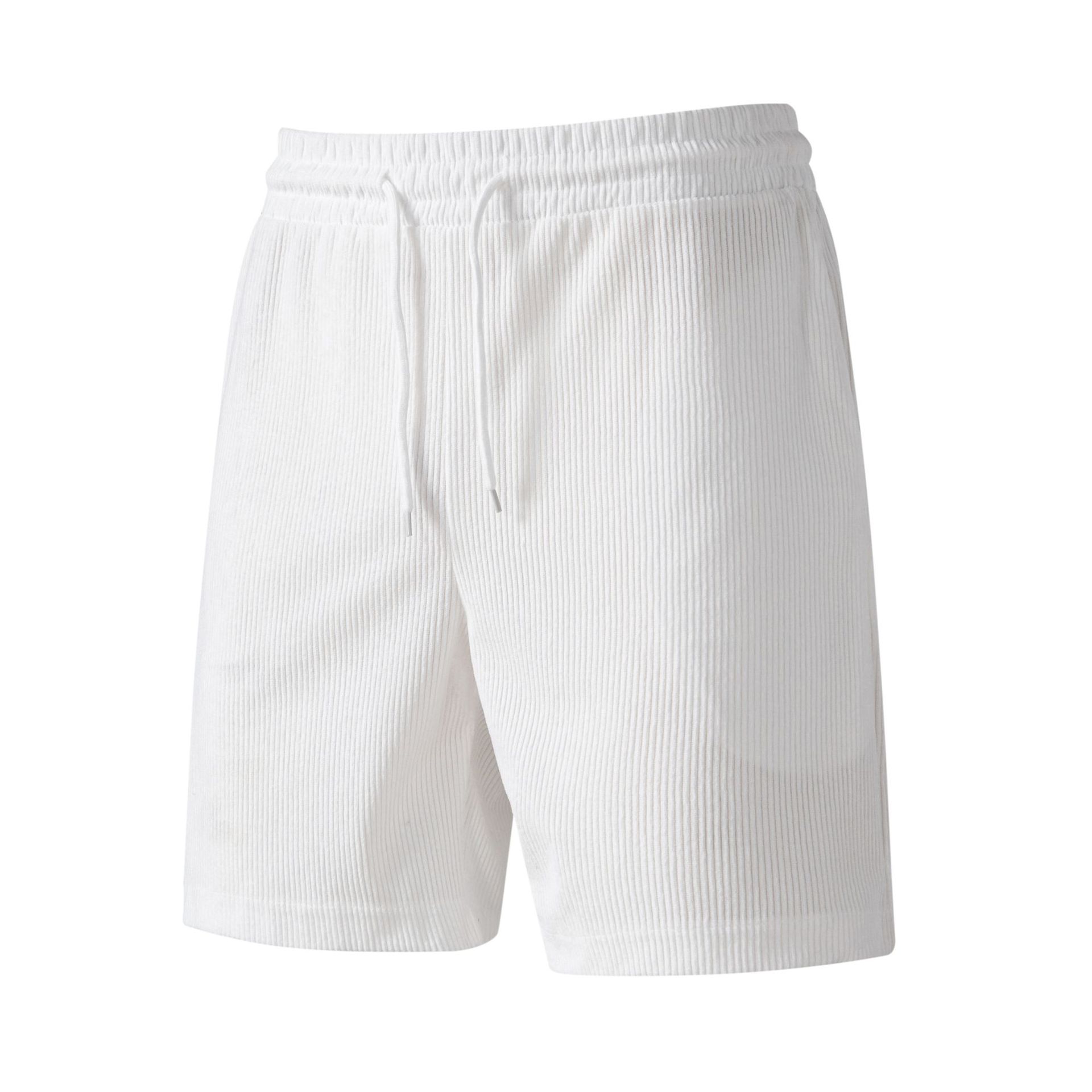Corduroy Solid Color Drawstring Loose Sports Shorts For Men