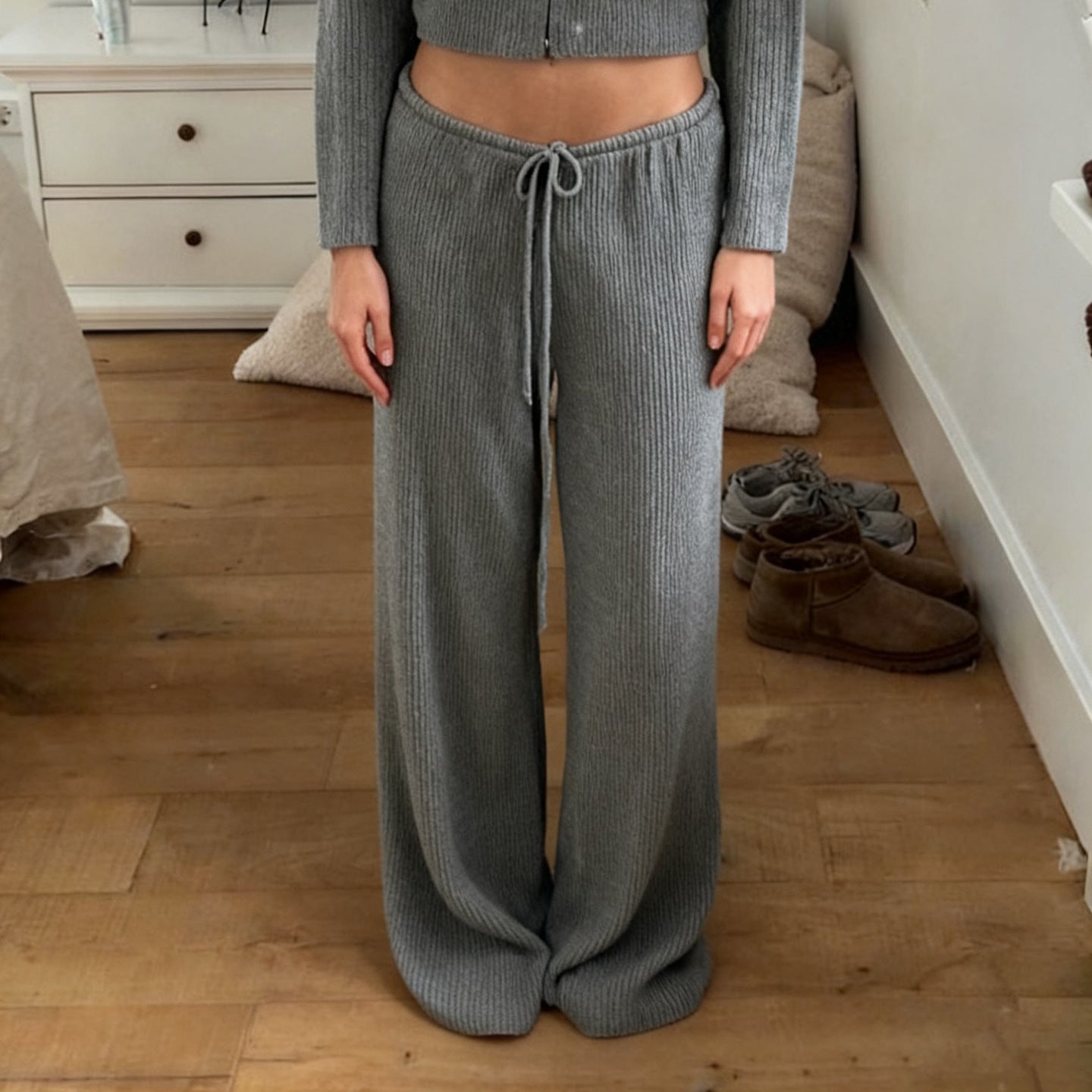 AutumnWinter Minimalist Effortless Drapey Loose Wide-Leg Pants