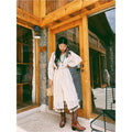 Tassel Tied Cardigan With Two Long Dresses