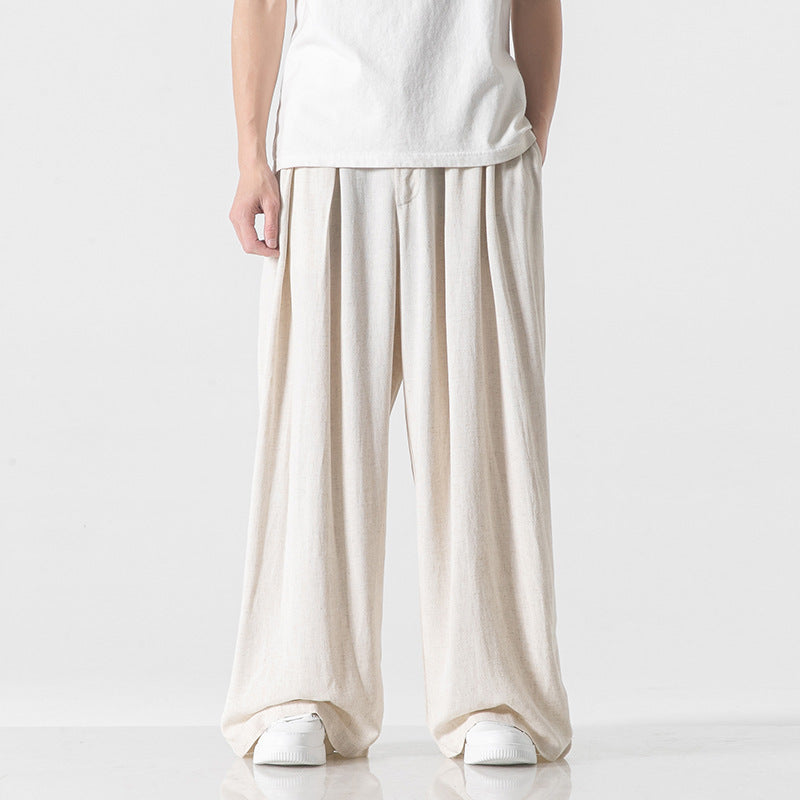 Linen Pants Men's Straight Casual Trousers