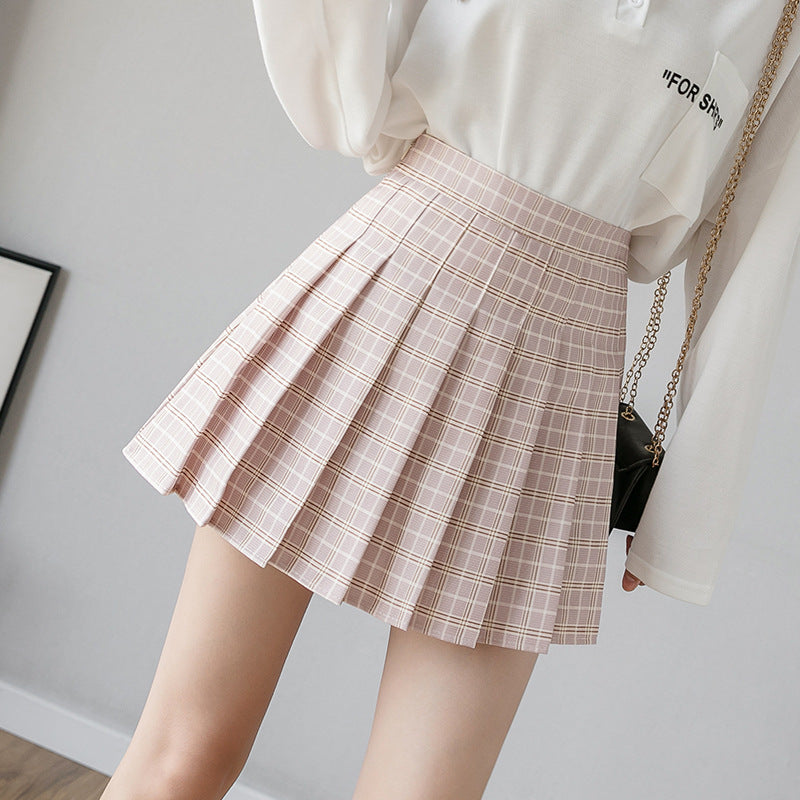 Green Check Print Skirt
