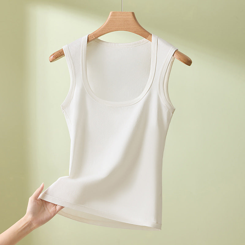 Womens Camisole Inner Layer Solid Color Square Neck Plus Size Sleeveless Base Shirt Slimming Bottoming Vest