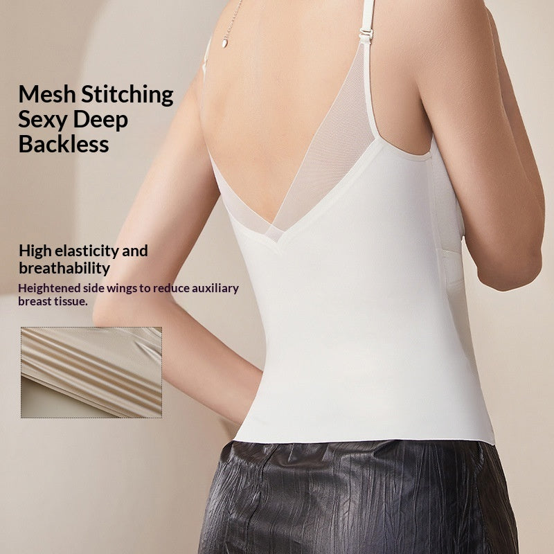 Mildly Luxurious Breathable Cross-Strap Mesh Slip In Silk Satin