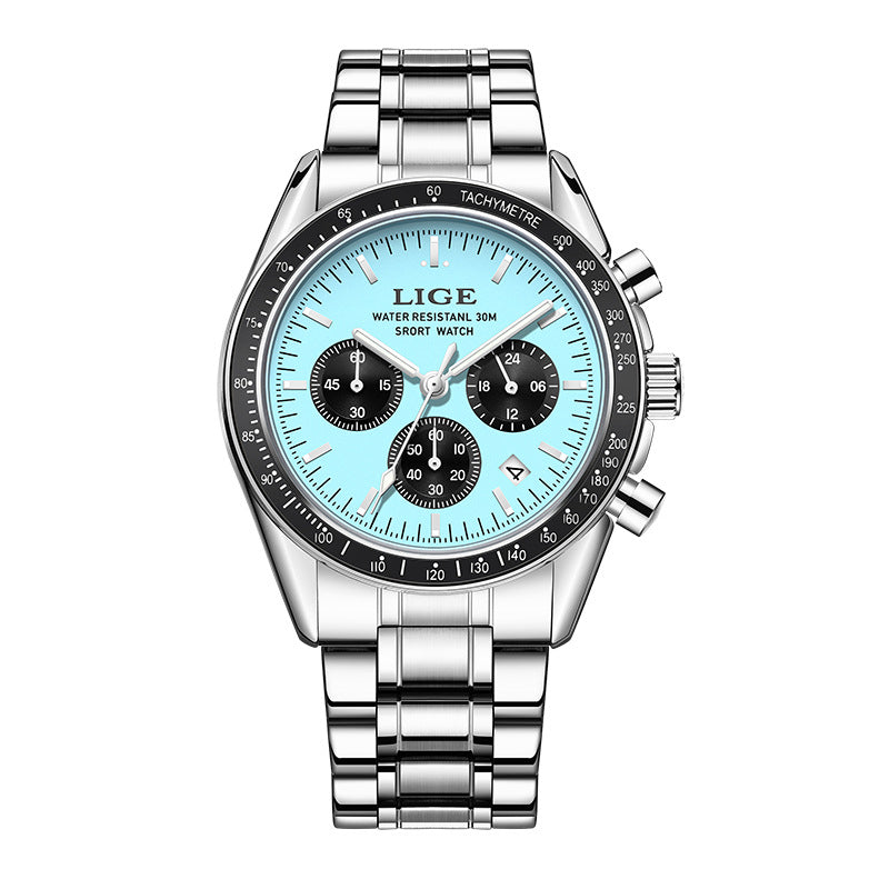 Mens Multifunctional Waterproof Calendar Luminous Quartz Watch