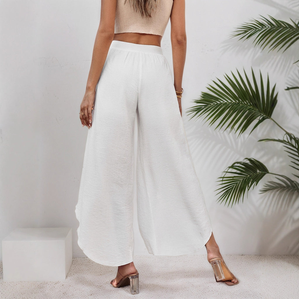 Patchwork Loose Irregular Wide-leg Casual Pants Womens