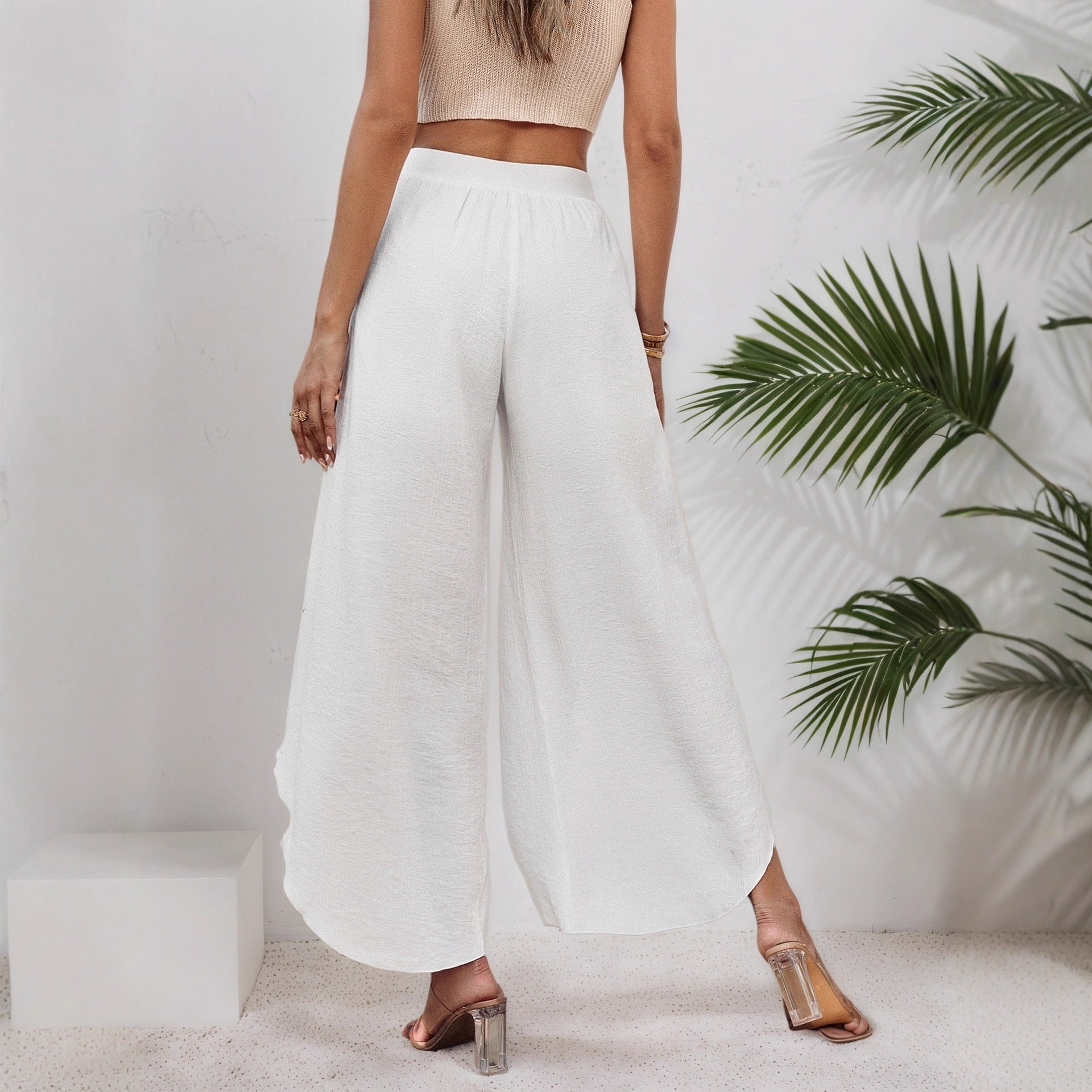 Patchwork Loose Irregular Wide-leg Casual Pants Womens