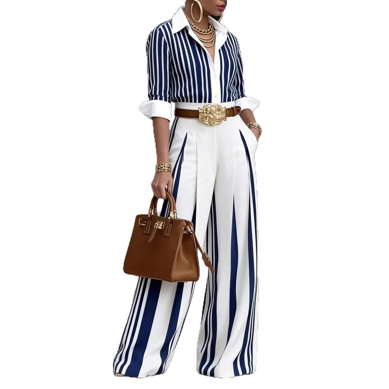 European And American Spring Polyester Fiber Straight-Leg Trousers