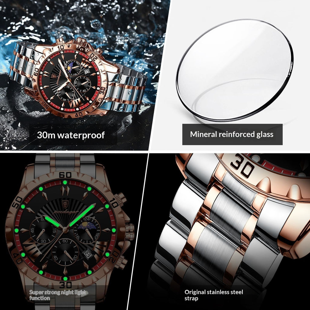Waterproof Multifunction Sporty Mens Watch