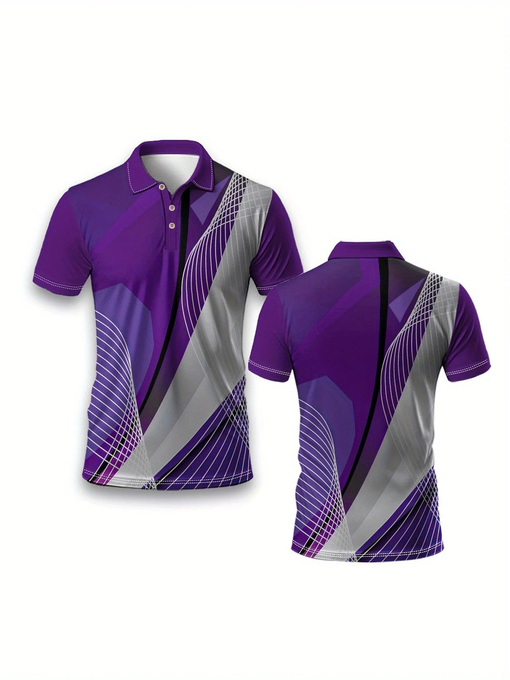Mens Short Sleeve Athletic Top Breathable Printed With A Turn Down Collar