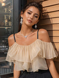 French-style Strap Off-shoulder Top For Women