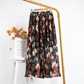 Mid-Length Chiffon Pleated Floral Skirt