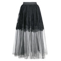 Lace Mesh Stitching A-line Pleated Long Skirt