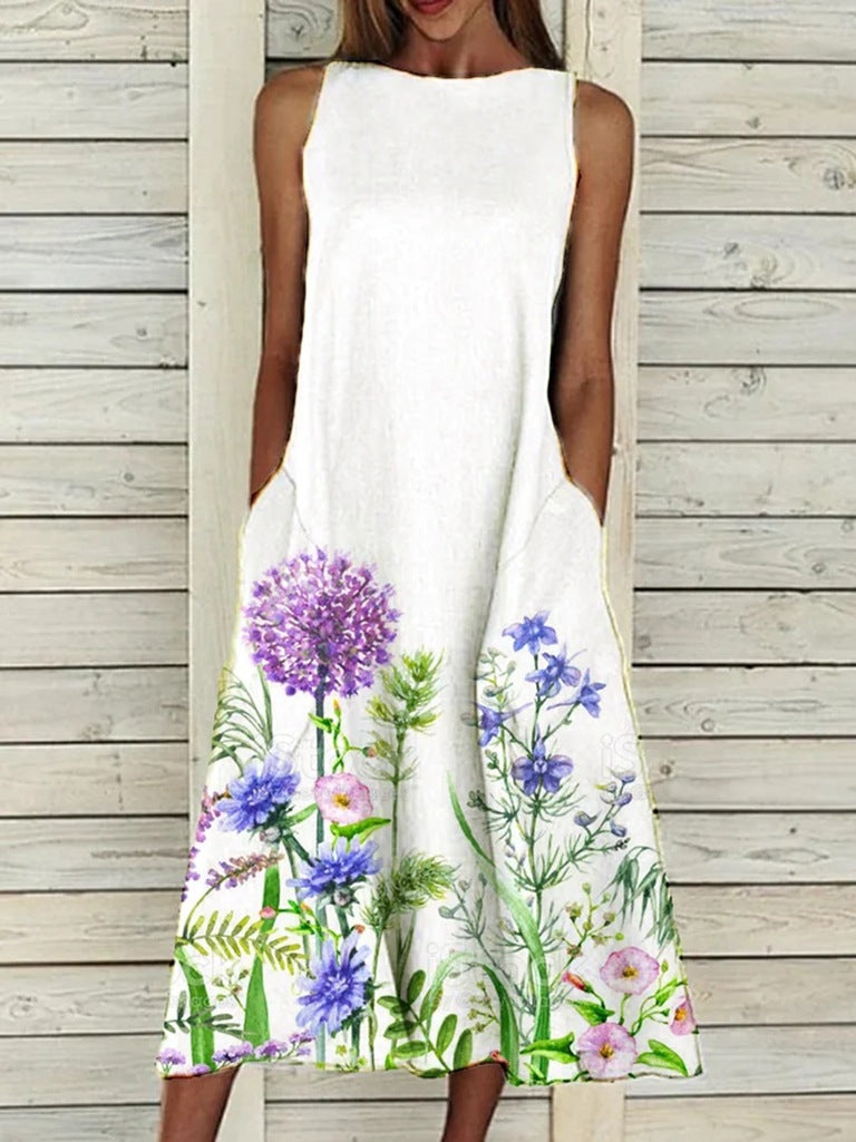 Summer Vintage Floral Print Loose A-Line Dresses