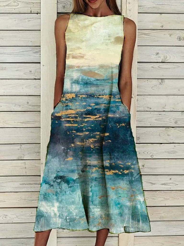 Summer Vintage Floral Print Loose A-Line Dresses