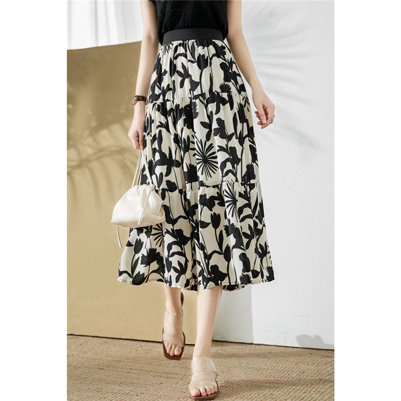 Pretty Ink And Printed A-line Skirt