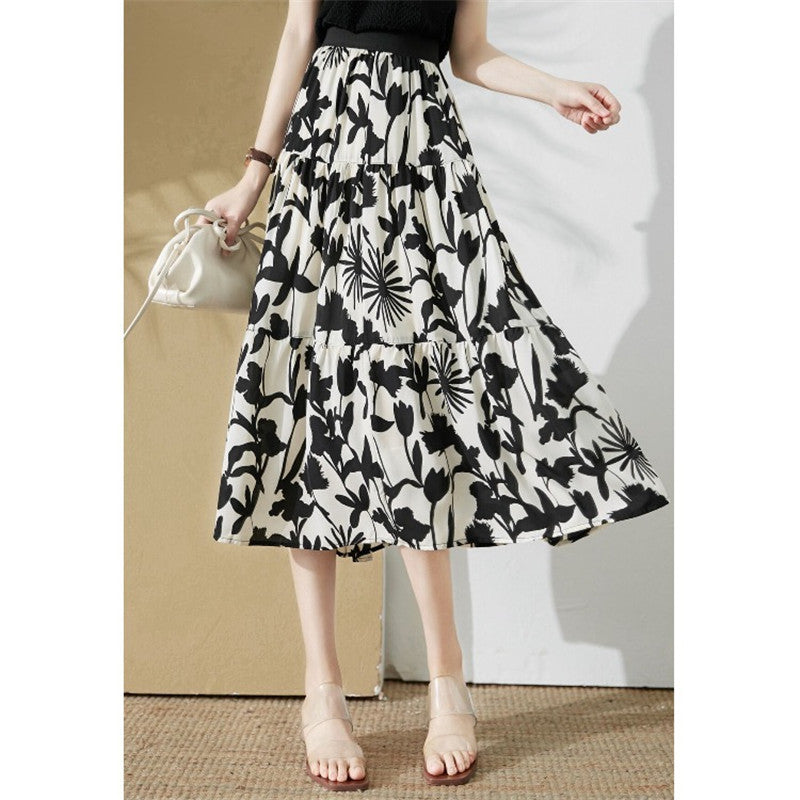 Pretty Ink And Printed A-line Skirt