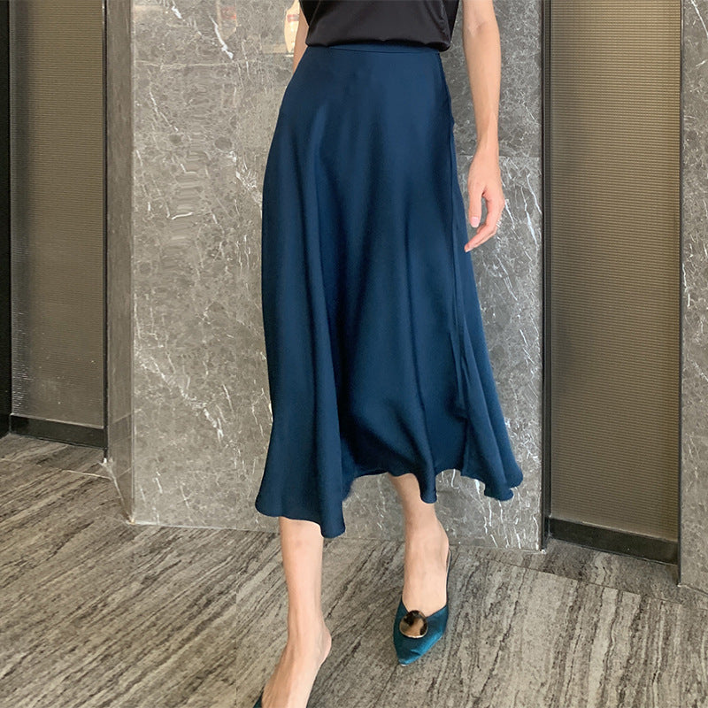 Acetate Satin A-Line Skirt, Satin Large Skirt