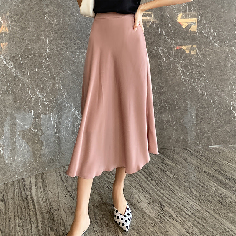 Acetate Satin A-Line Skirt, Satin Large Skirt