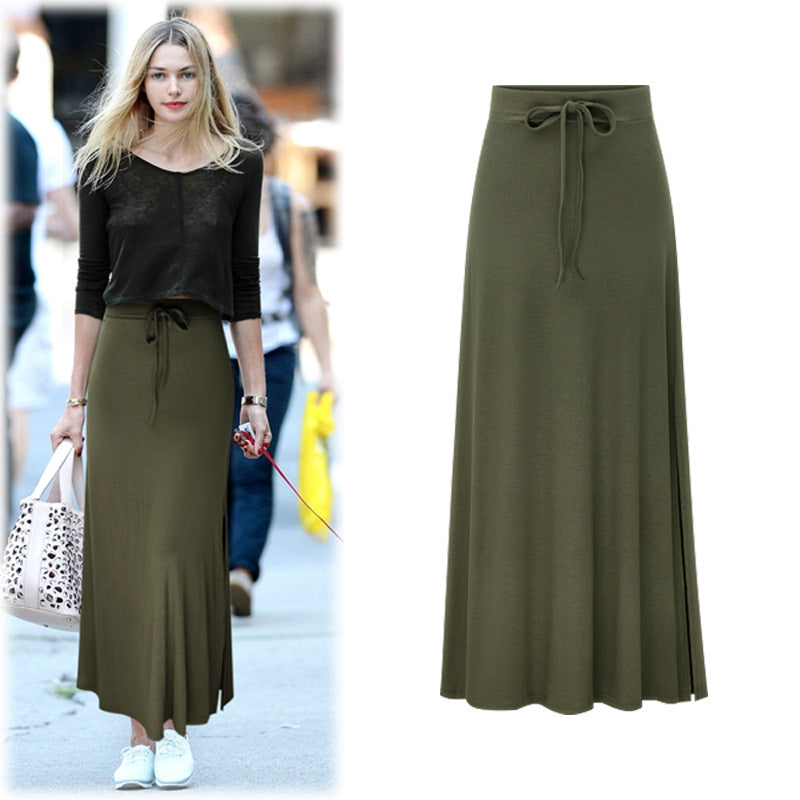 Spring And Summer New Half Length Skirt Women'S High Waist Split Belt One-Step Dress Korean Style Thin Medium Length Skirt With Hip Skirt