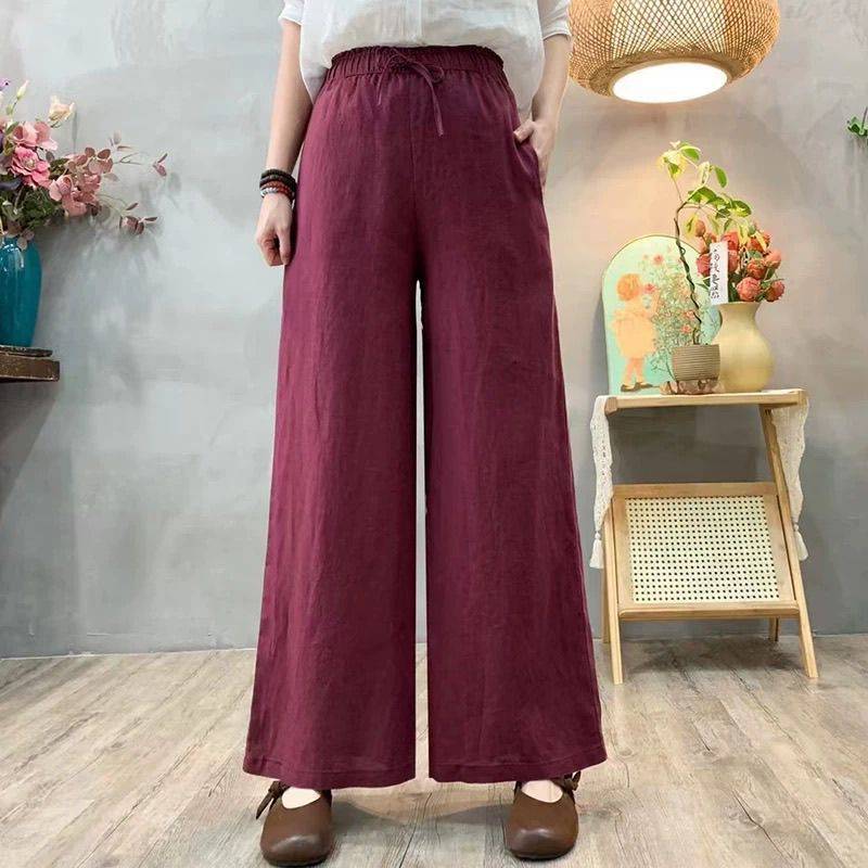 Women's Cotton-Linen High-Waist Loose Pants