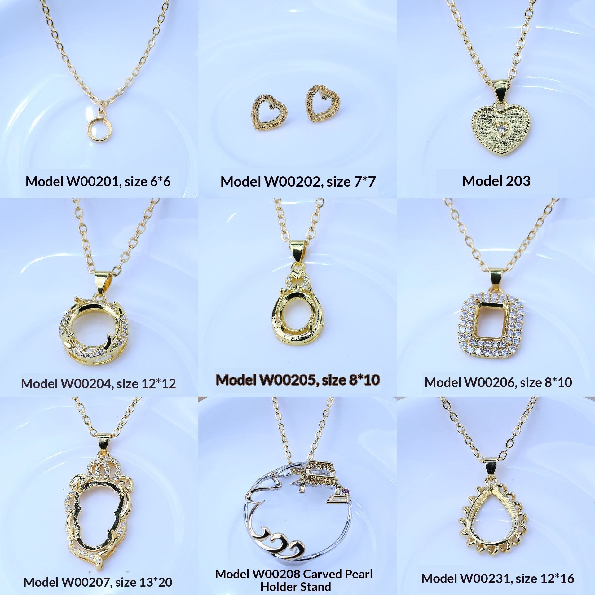 Golden-framed Inlaid Pendant Round Necklace