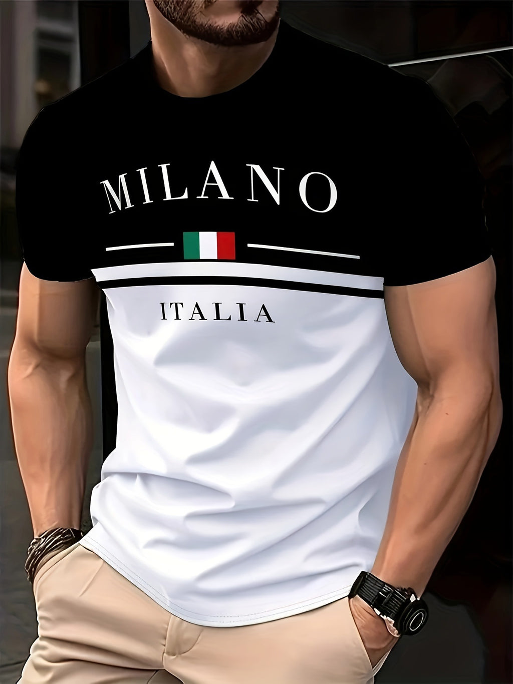 Mens Casual Minimalist 3D Short Sleeve Printed T Shirt Top