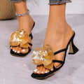 High Heels Sandals, Slim Heels, Cool Slippers, Floral Fairy Style French Slippers