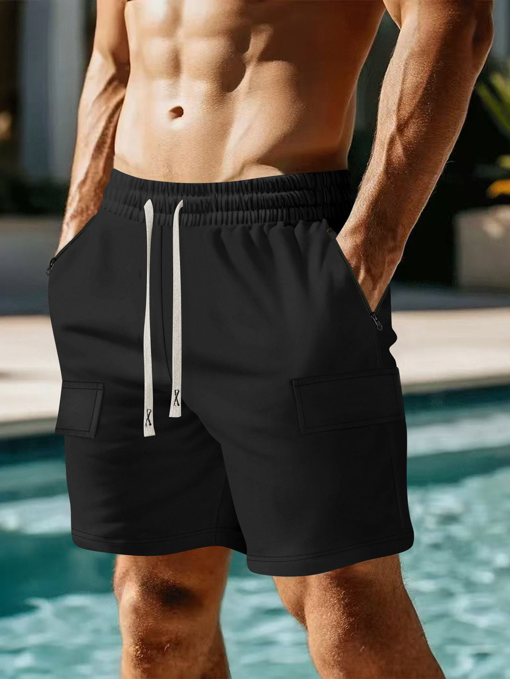 Casual Multi-pocket Workwear Shorts Lace-up Five-point Men