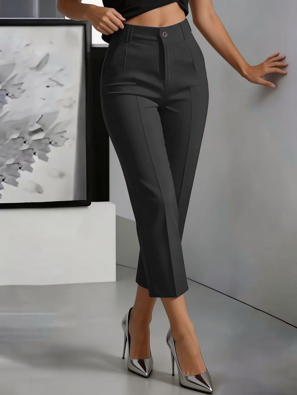 Women's High-Waisted Drapey Straight-Leg Pants