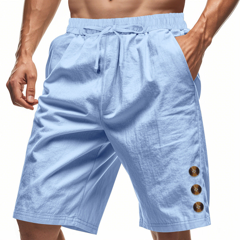 Men's Loose Linen Beach Casual Solid Color American Shorts