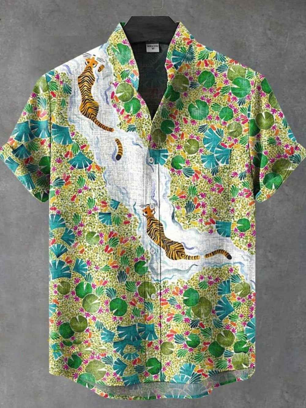 Button Stand Collar Shirt Cardigan Men