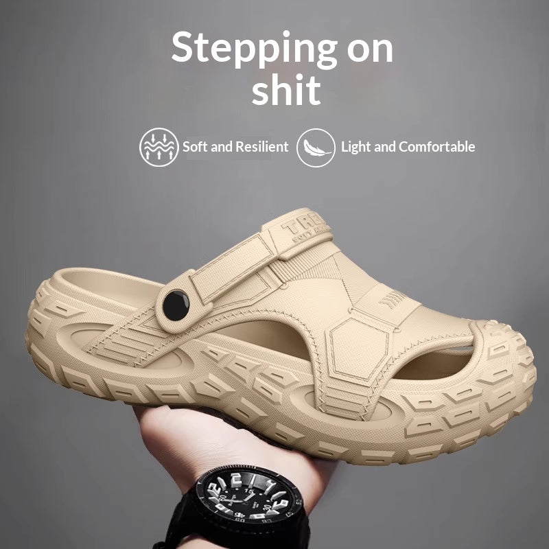 Mens Summer Outdoor Non-Slip Soft-Soled Closed-Toe Beach Clog Shoes
